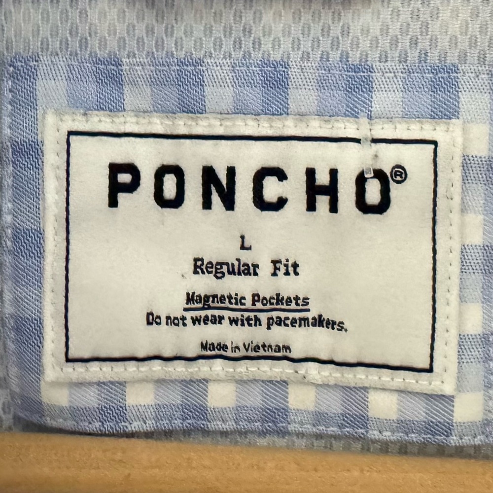 Poncho Original Shirt Mens Large Plaid Blue Outdoor Fishing Casual Utility Tech - Picture 12 of 12